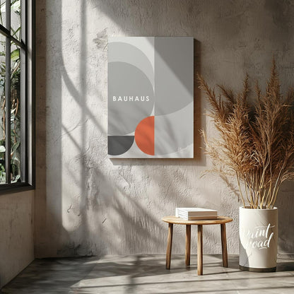 This refined Bauhaus-inspired poster showcases a minimalist yet dynamic composition dominated by va… for living room