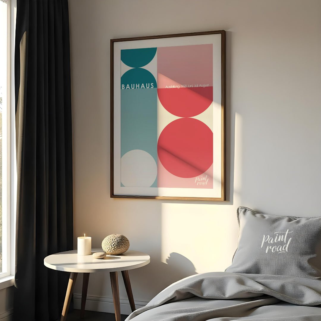 Bauhaus Half - Circle Color Block Painting available online at Paintroad showing 1928 architecture and art