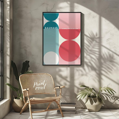 Bauhaus Half - Circle Color Block Painting available online at Paintroad showing 1928 architecture and art