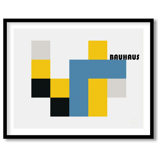 Bauhaus Interlocking Blocks Painting available online at Paintroad showing art print Bauhaus and black