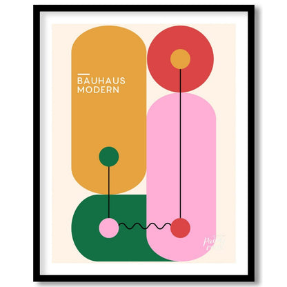 This vibrant Bauhaus-inspired print features a playful arrangement of geometric shapes in bold, con… for lovely house