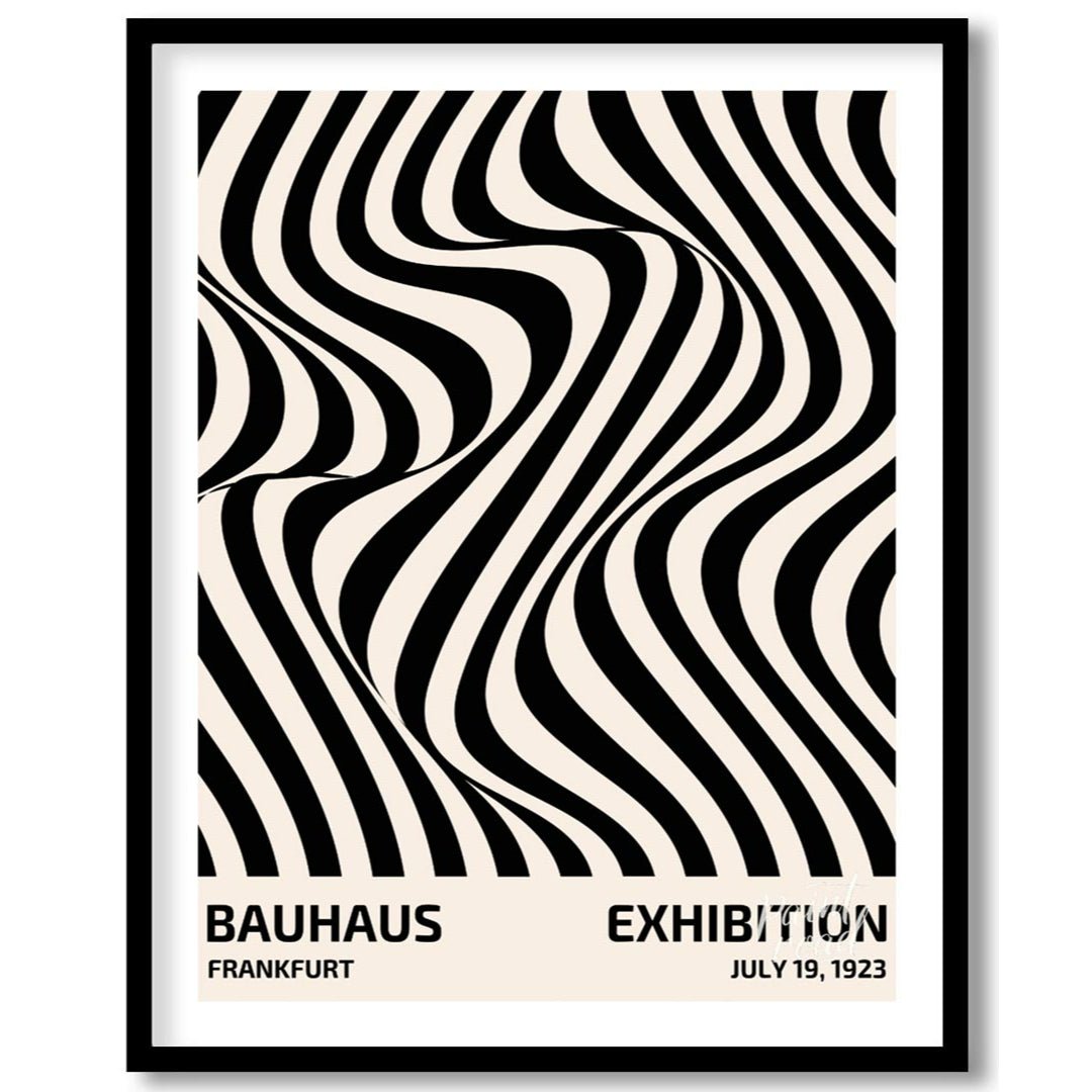 Bauhaus Op Art Swirl Painting available online at Paintroad showing art studio Bauhaus and black and white
