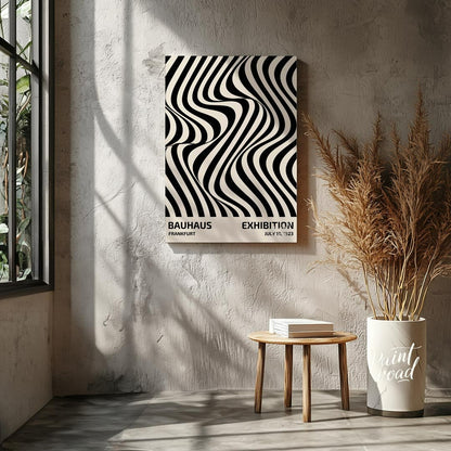Bauhaus Op Art Swirl Painting available online at Paintroad showing art studio Bauhaus and black and white