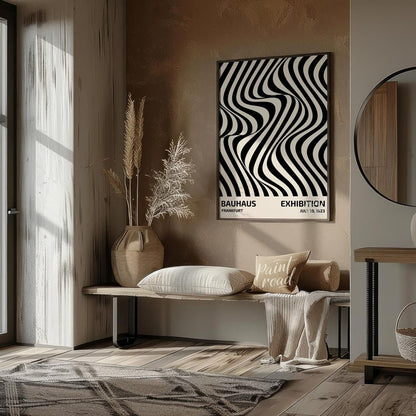Bauhaus Op Art Swirl Painting available online at Paintroad showing art studio Bauhaus and black and white