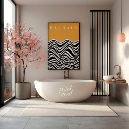 This striking Bauhaus-inspired art print features a bold and captivating design that plays with opt… for bathroom