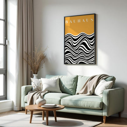 This striking Bauhaus-inspired art print features a bold and captivating design that plays with opt… for living room