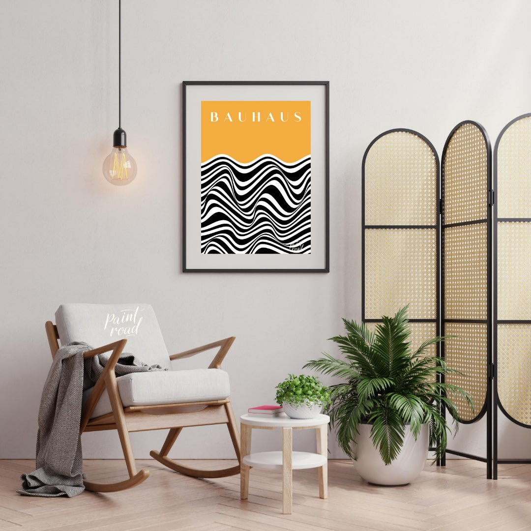 This striking Bauhaus-inspired art print features a bold and captivating design that plays with opt… for living room