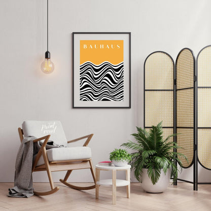 This striking Bauhaus-inspired art print features a bold and captivating design that plays with opt… for living room
