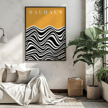 This striking Bauhaus-inspired art print features a bold and captivating design that plays with opt… for living room