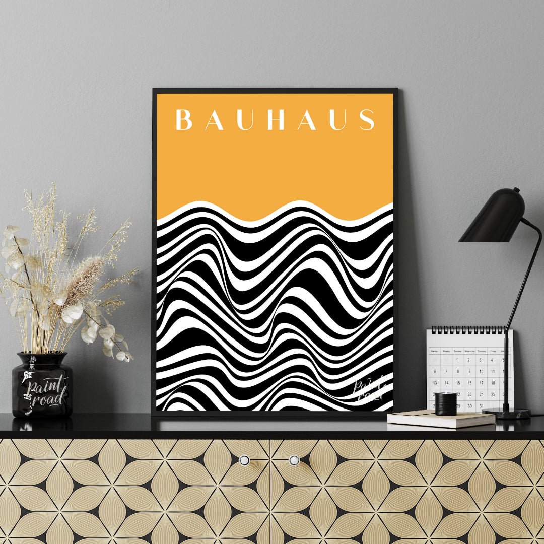 This striking Bauhaus-inspired art print features a bold and captivating design that plays with opt… for office