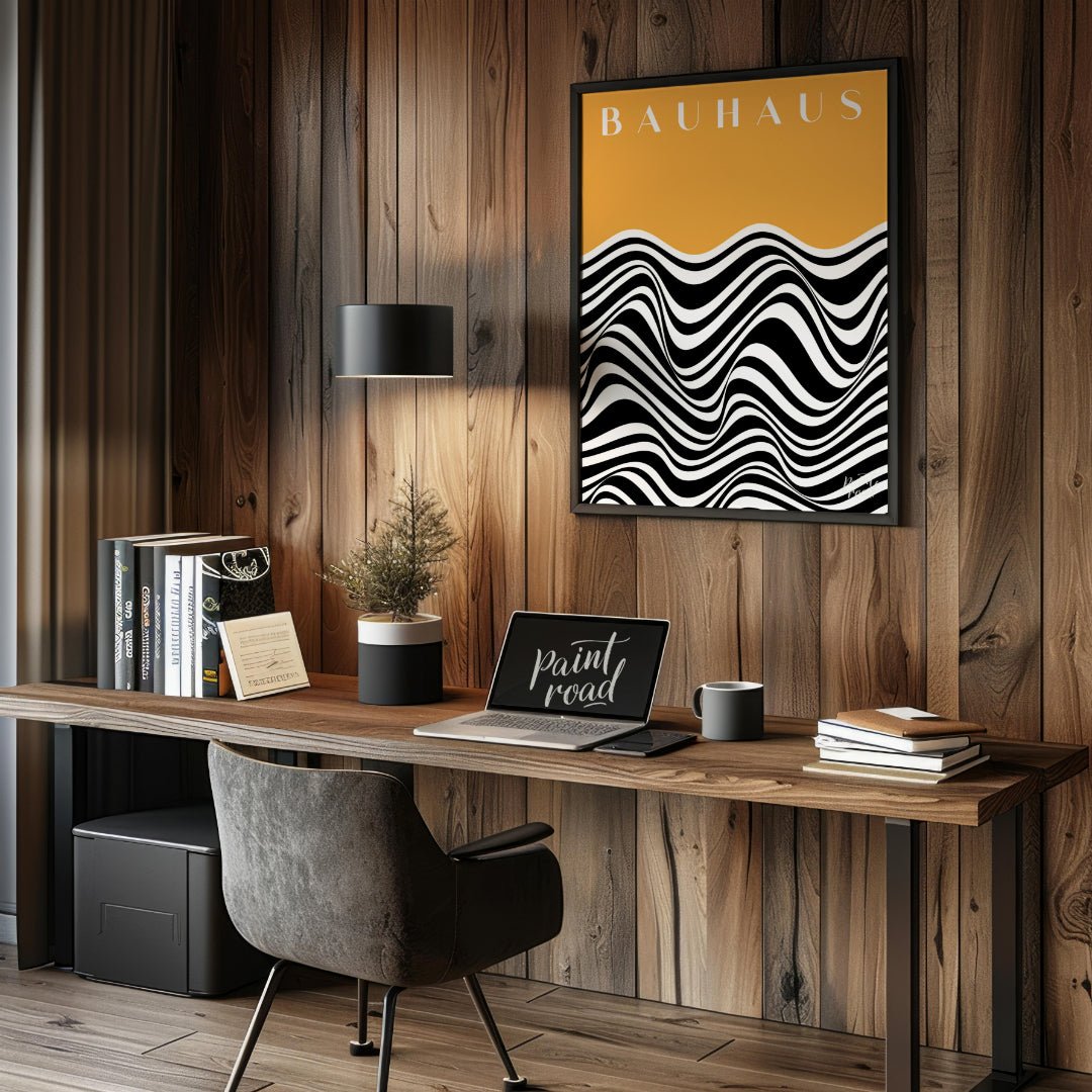 This striking Bauhaus-inspired art print features a bold and captivating design that plays with opt… for office