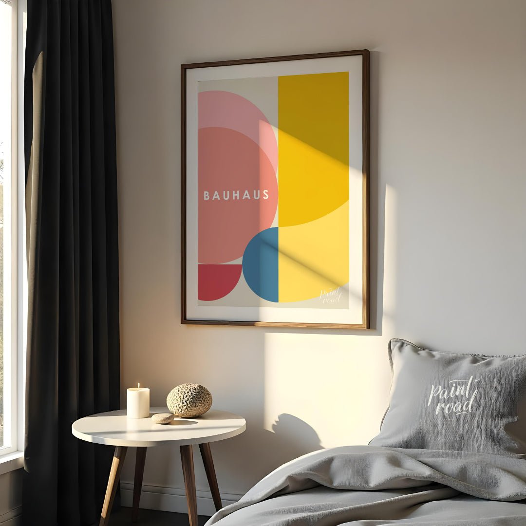 This vibrant digital poster, titled "Overlapping Geometric Shapes Poster," is a harmonious composit… for bedroom