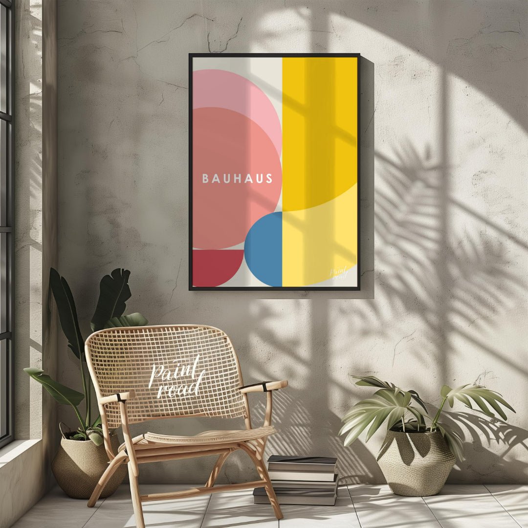 This vibrant digital poster, titled "Overlapping Geometric Shapes Poster," is a harmonious composit… for living room