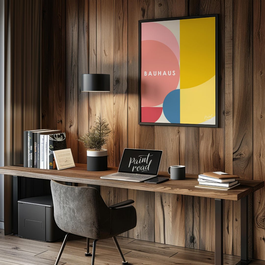 This vibrant digital poster, titled "Overlapping Geometric Shapes Poster," is a harmonious composit… for office