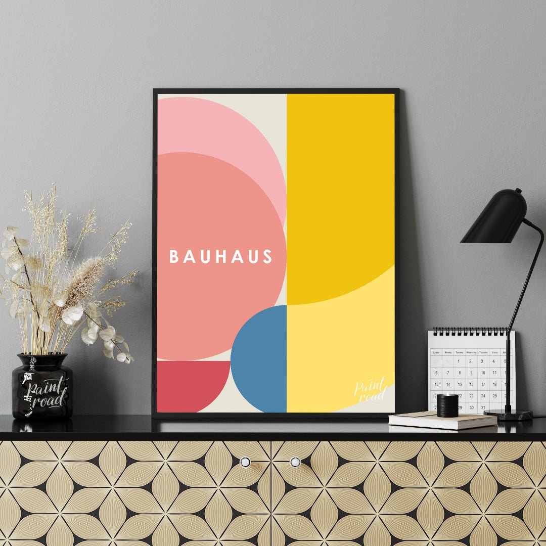Bauhaus Pastel Geometric Blocks Painting available online at Paintroad showing Abstract Bedroom and Minimalist