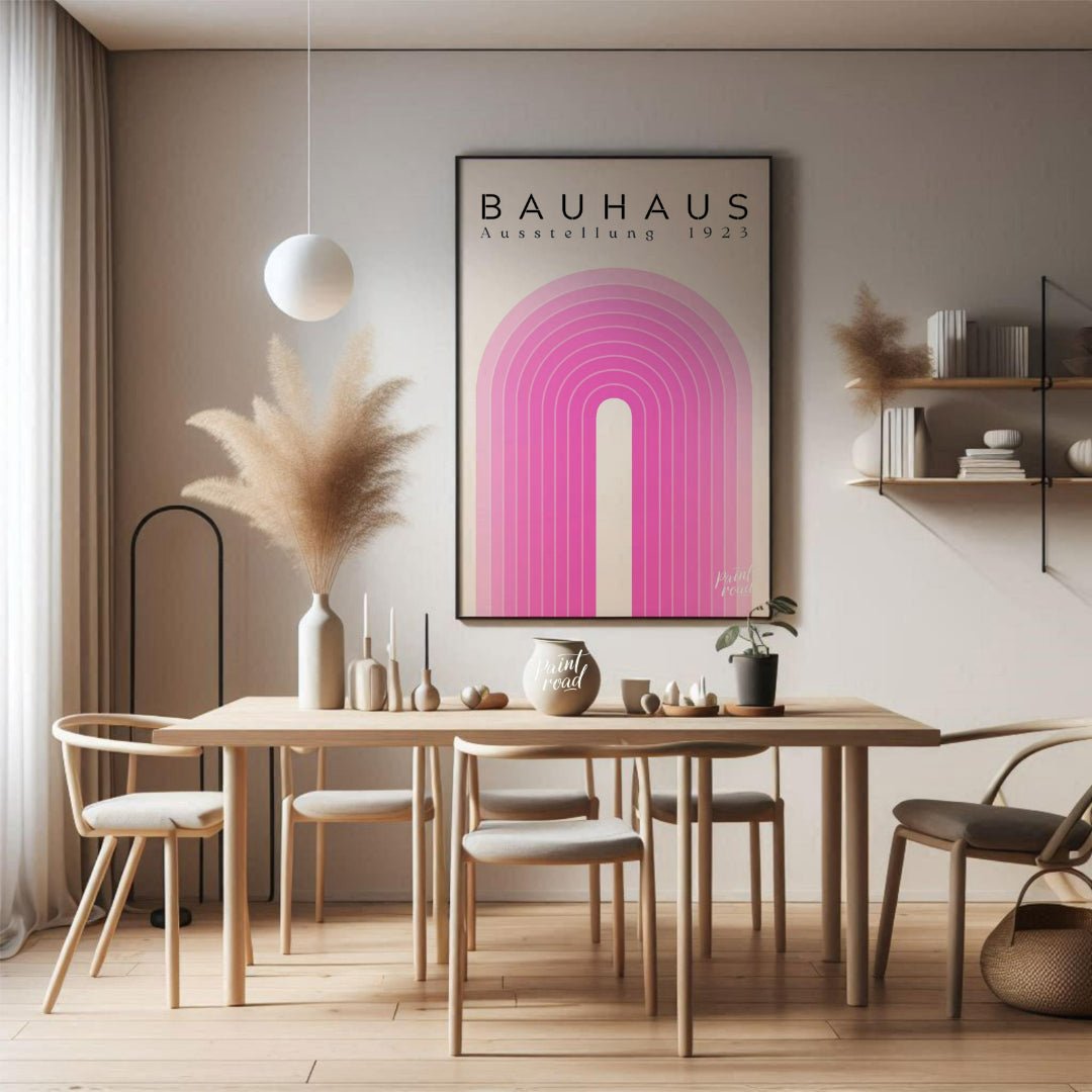 Bauhaus Pink Arch Painting available online at Paintroad showing arch art lover. and art print