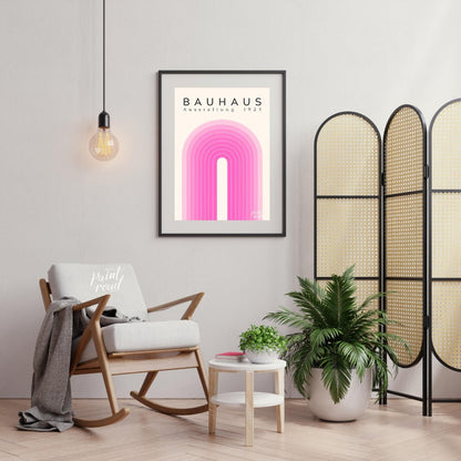 Bauhaus Pink Arch Painting available online at Paintroad showing arch art lover. and art print