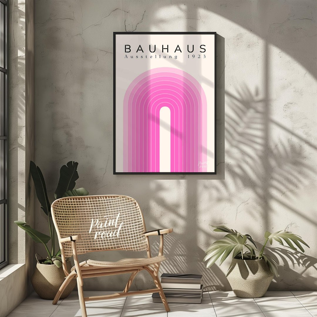 Bauhaus Pink Arch Painting available online at Paintroad showing arch art lover. and art print