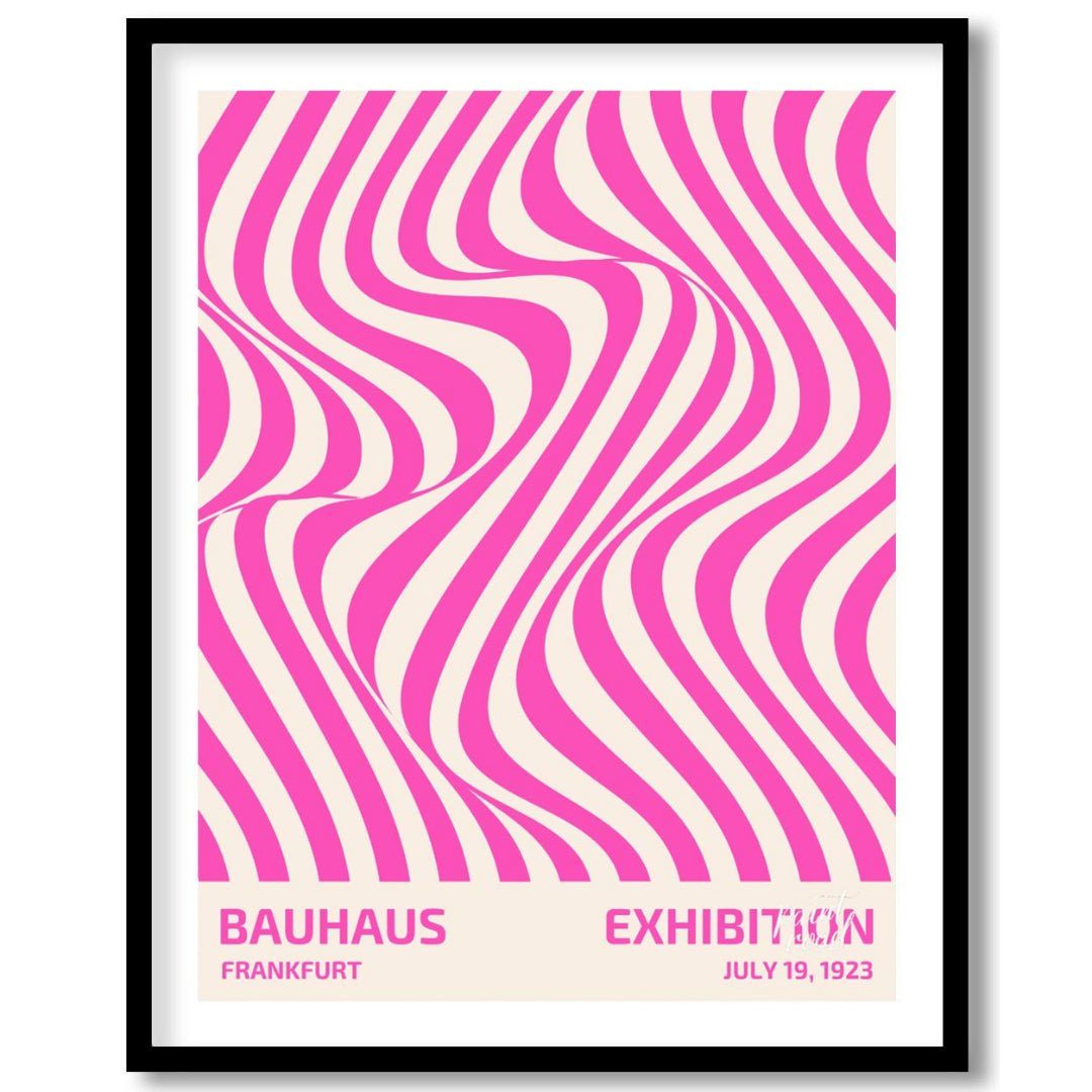 This dynamic poster boldly fuses Bauhaus principles with elements of Op Art, featuring an mesmerizi… for abode
