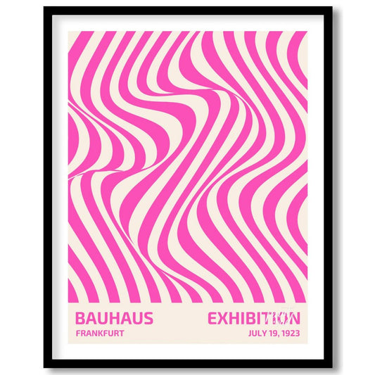 This dynamic poster boldly fuses Bauhaus principles with elements of Op Art, featuring an mesmerizi… for abode