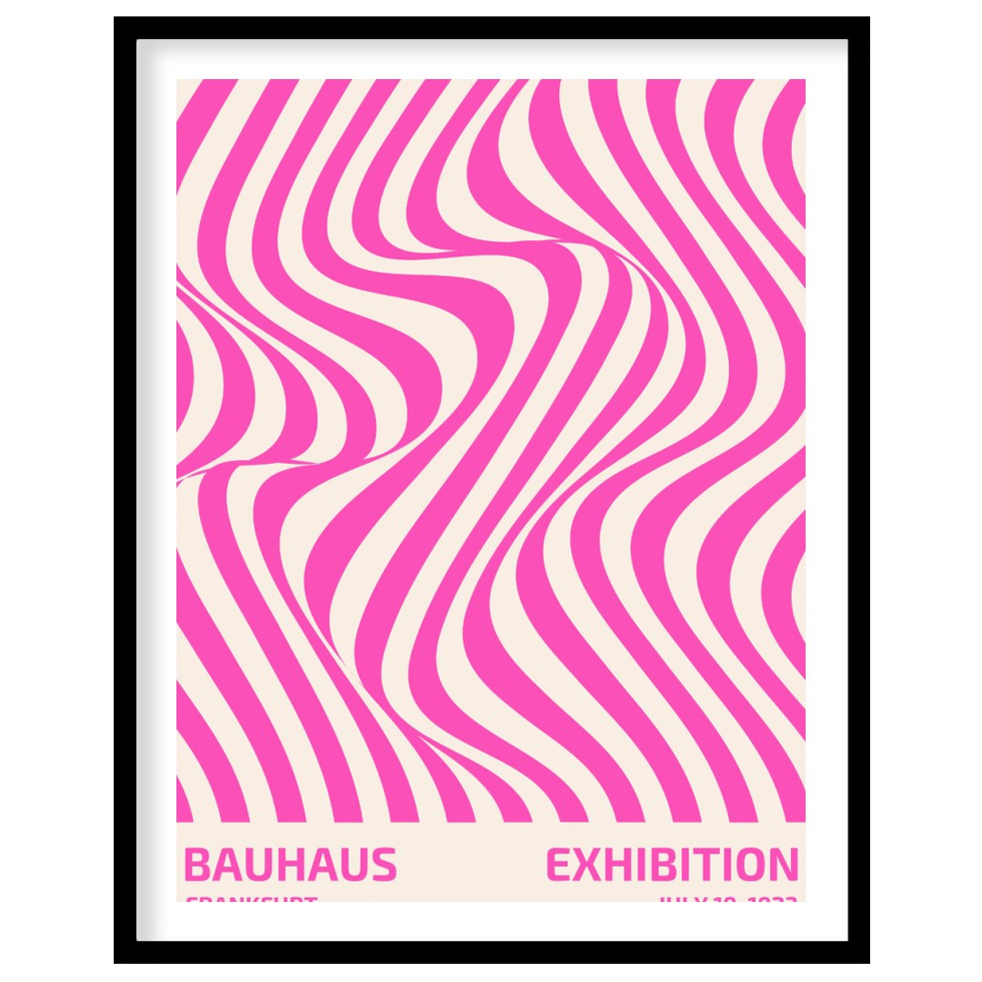 This dynamic poster boldly fuses Bauhaus principles with elements of Op Art, featuring an mesmerizi… for abode