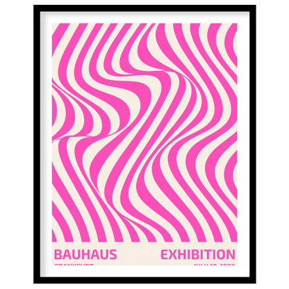 This dynamic poster boldly fuses Bauhaus principles with elements of Op Art, featuring an mesmerizi… for abode