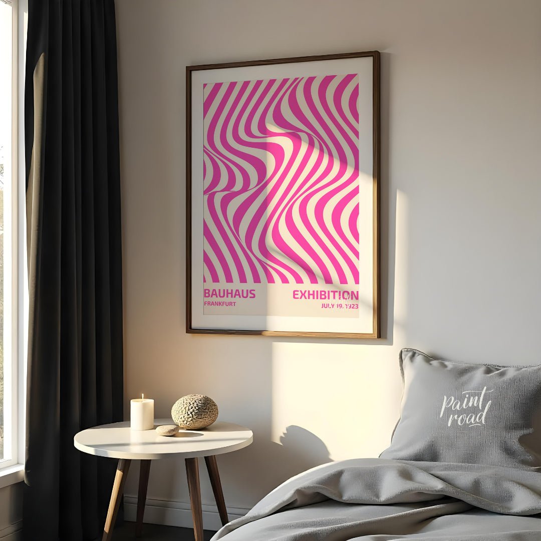 Bauhaus Pink Optical Waves Painting available online at Paintroad showing 1923 abstract art and art print