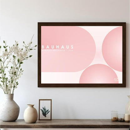 This ethereal Bauhaus-inspired poster features an expansive, soft pink color palette dominated by l… for living room