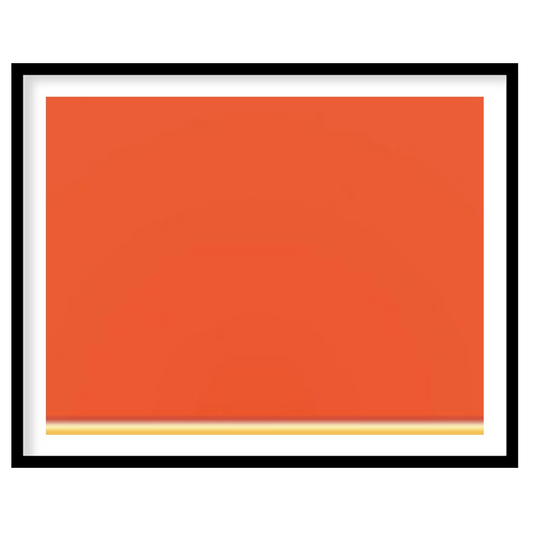 This captivating Bauhaus-inspired poster features a bold, orange-red semi-circle representing a set… for place