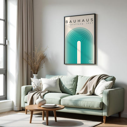 This minimalist poster embodies the clean lines and geometric simplicity of the Bauhaus movement. I… for living room