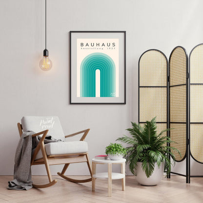 This minimalist poster embodies the clean lines and geometric simplicity of the Bauhaus movement. I… for living room