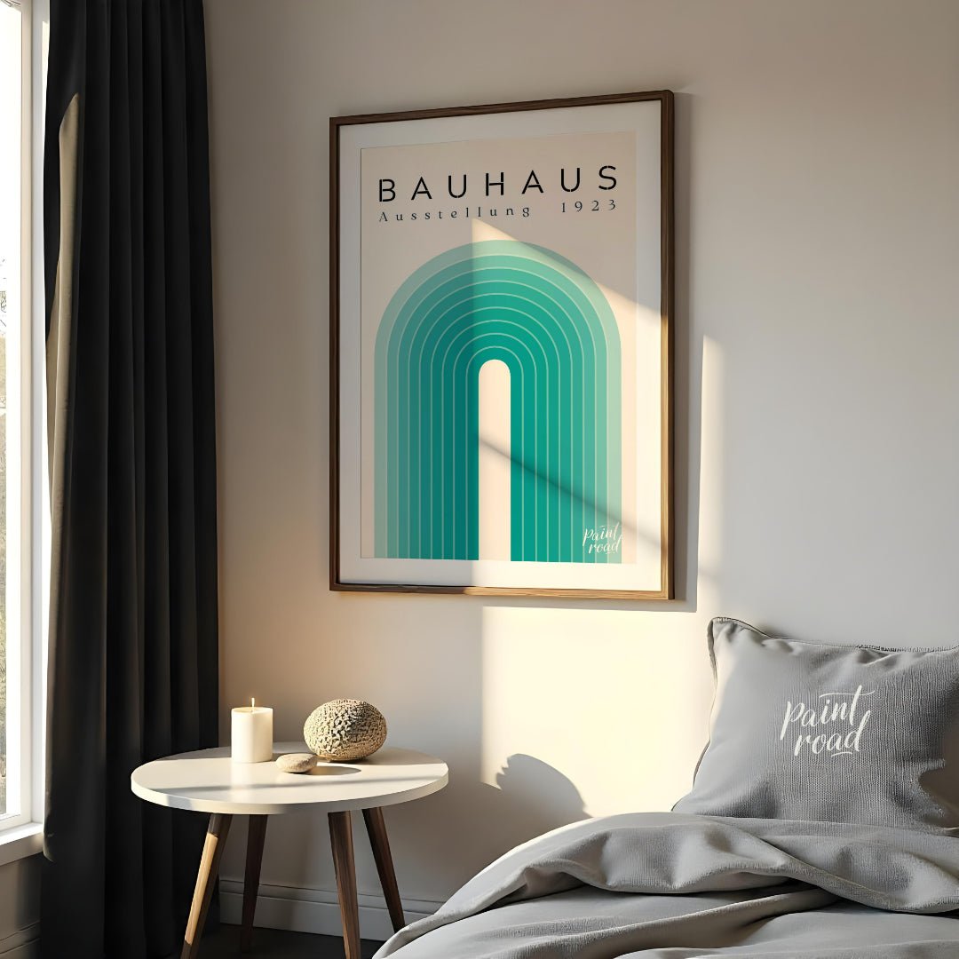 Bauhaus Teal Archway Painting available online at Paintroad showing 1923 abstract art and arch design
