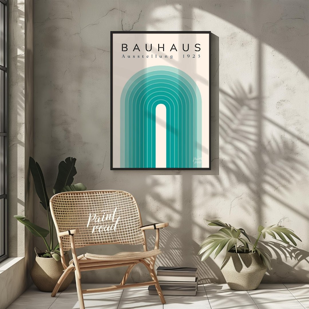 Bauhaus Teal Archway Painting available online at Paintroad showing 1923 abstract art and arch design
