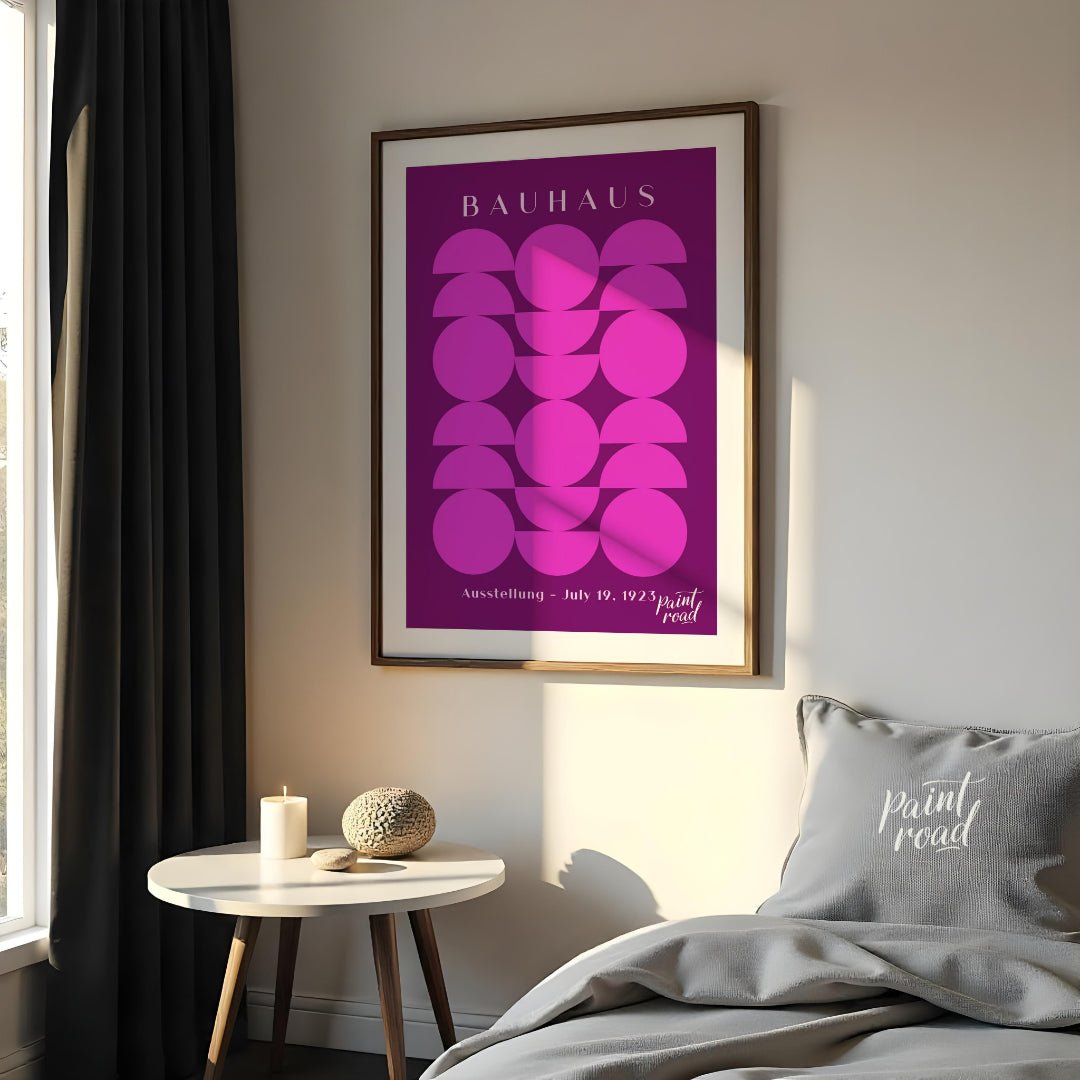 This vibrant poster, a clear nod to the Bauhaus aesthetic, features a striking geometric compositio… for bedroom