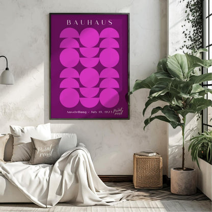 This vibrant poster, a clear nod to the Bauhaus aesthetic, features a striking geometric compositio… for living room