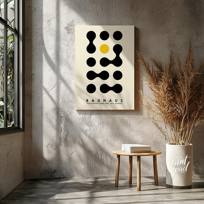 This Bauhaus-inspired poster showcases a playful yet structured arrangement of black organic, conne… for living room