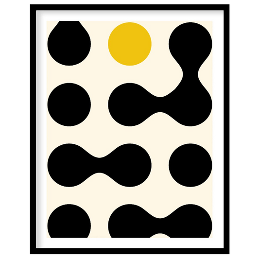This Bauhaus-inspired poster showcases a playful yet structured arrangement of black organic, conne… for place