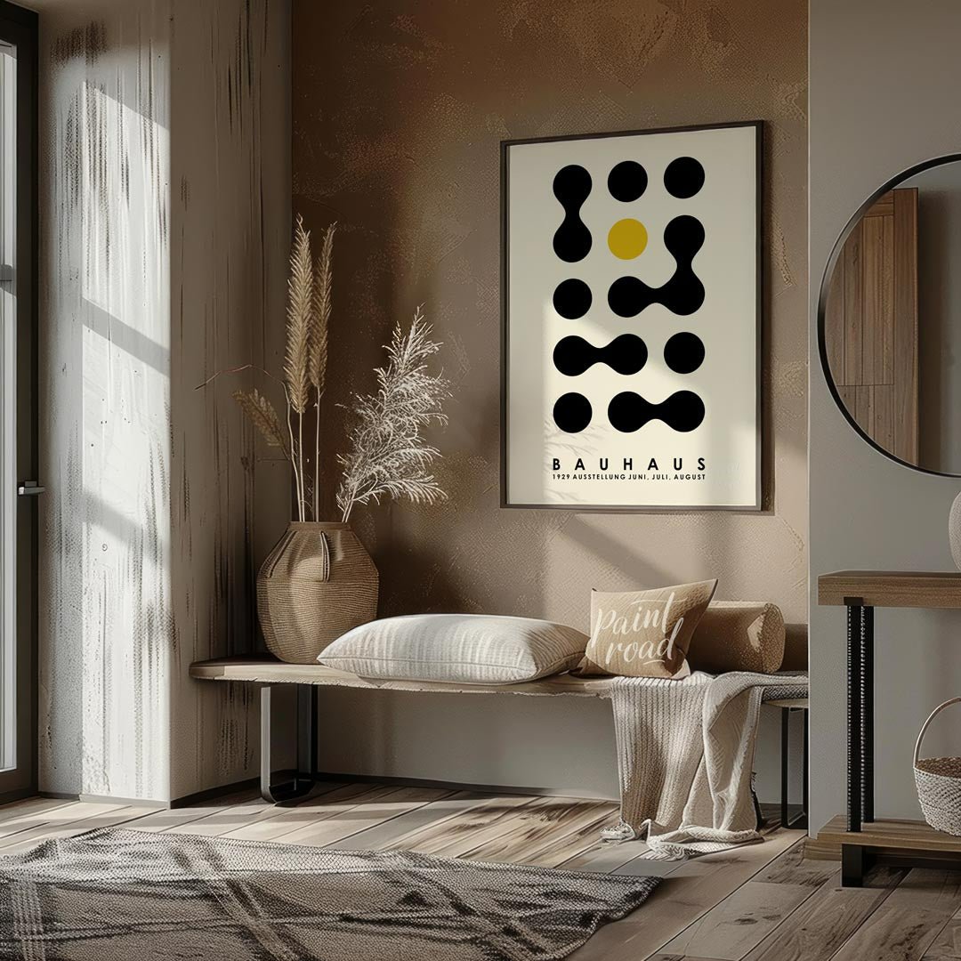 Bauhaus Yellow Dot Abstract Painting available online at Paintroad showing accent piece aesthetic and art
