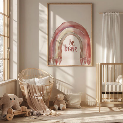 This gentle and affirming poster features a soft watercolor rainbow arched gracefully over the hand… for nursery