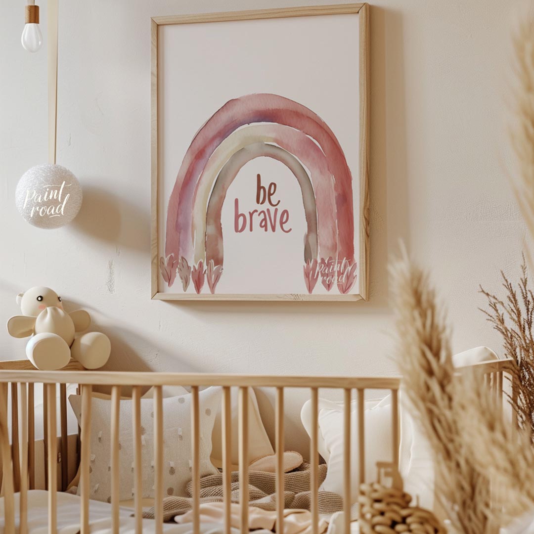 This gentle and affirming poster features a soft watercolor rainbow arched gracefully over the hand… for nursery