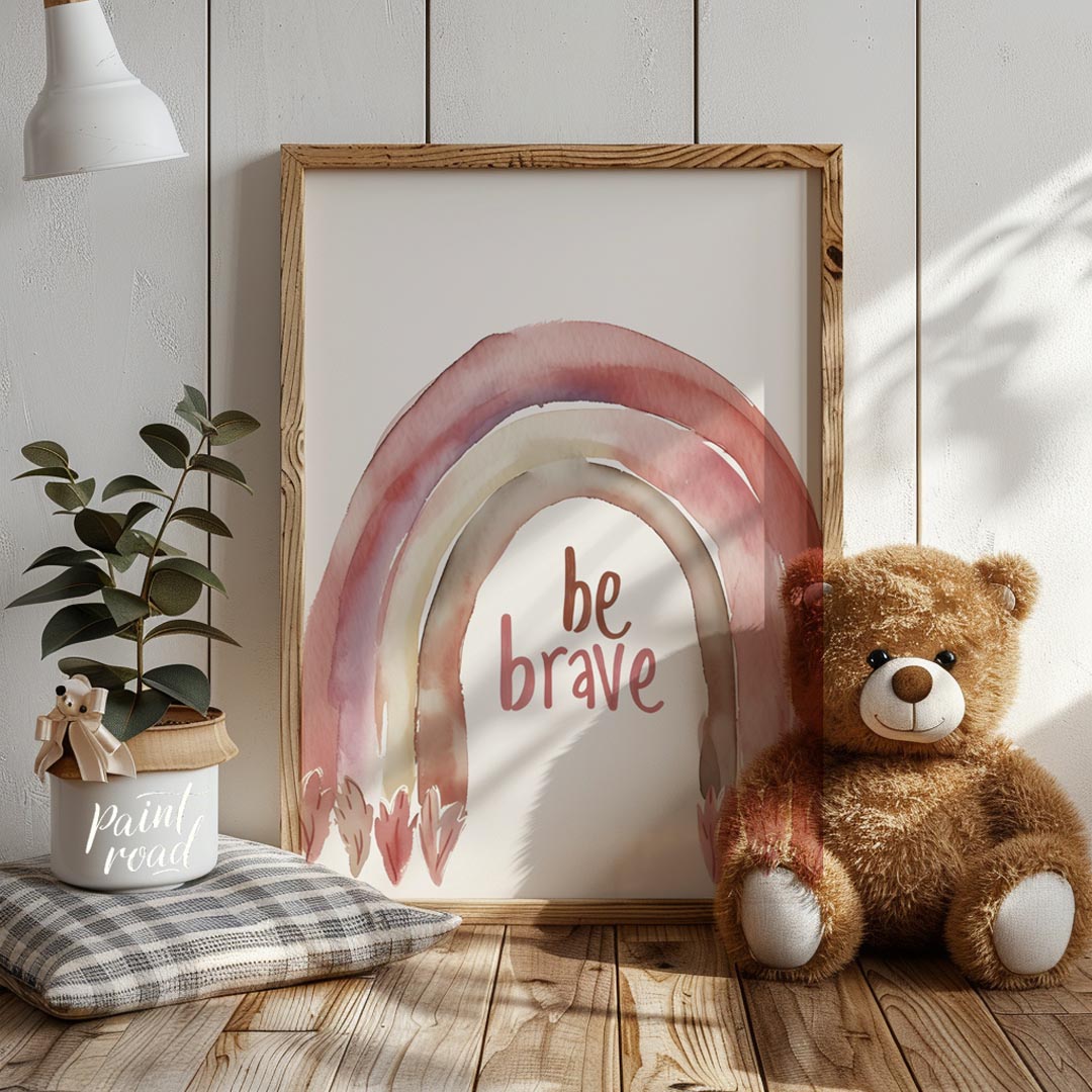 This gentle and affirming poster features a soft watercolor rainbow arched gracefully over the hand… for nursery