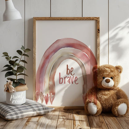 This gentle and affirming poster features a soft watercolor rainbow arched gracefully over the hand… for nursery