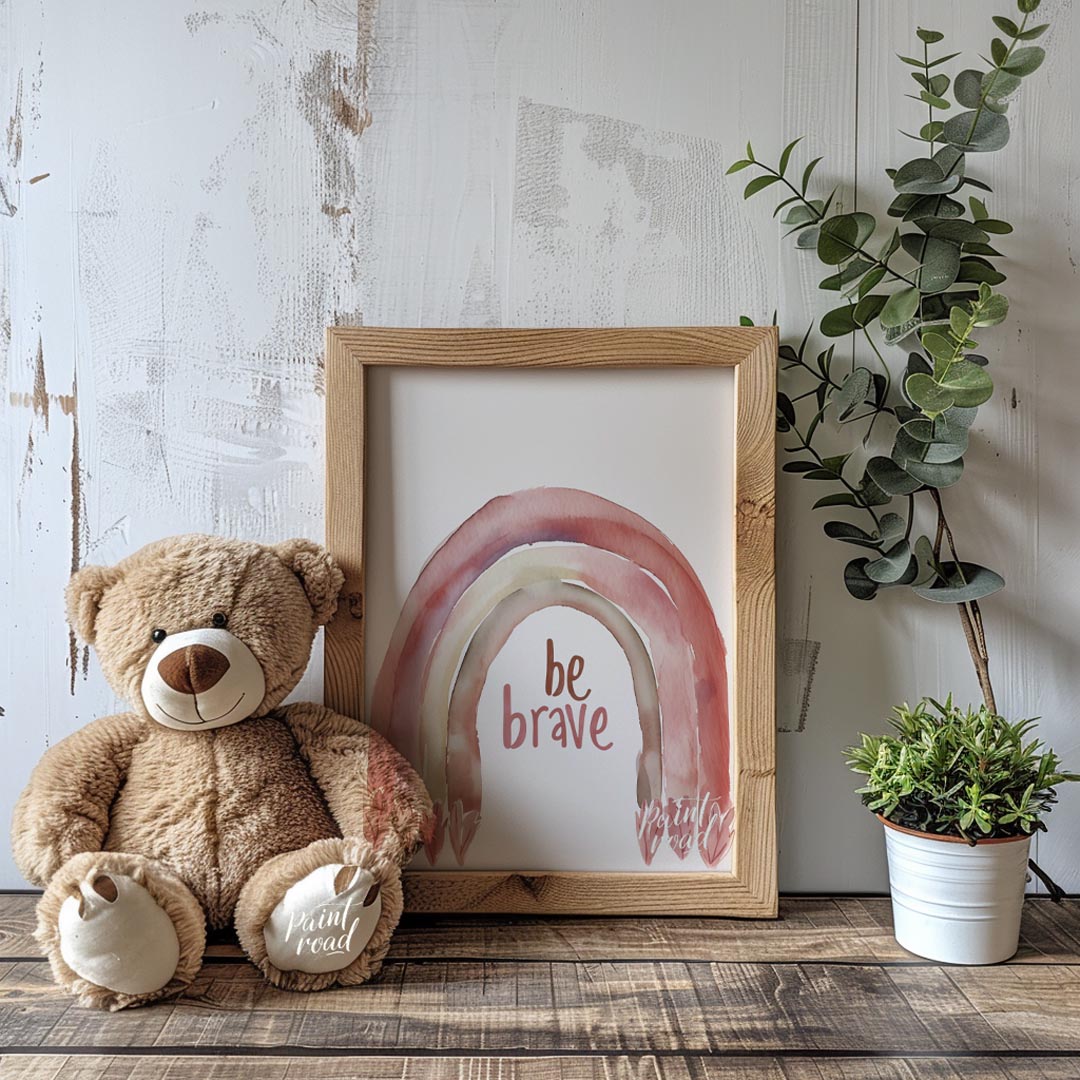 This gentle and affirming poster features a soft watercolor rainbow arched gracefully over the hand… for nursery