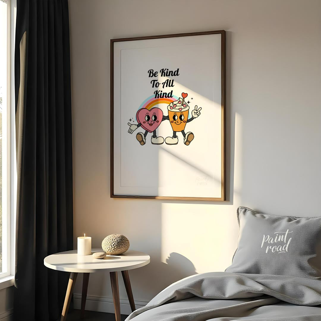 This heartwarming poster promotes kindness and inclusivity with a cheerful, playful design. The cen… for bedroom