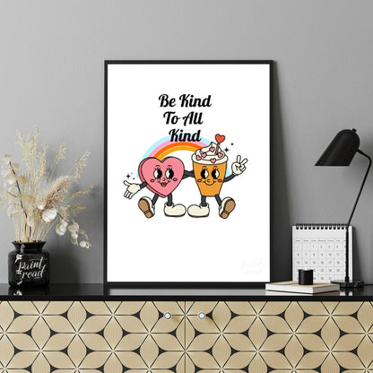 This heartwarming poster promotes kindness and inclusivity with a cheerful, playful design. The cen… for office