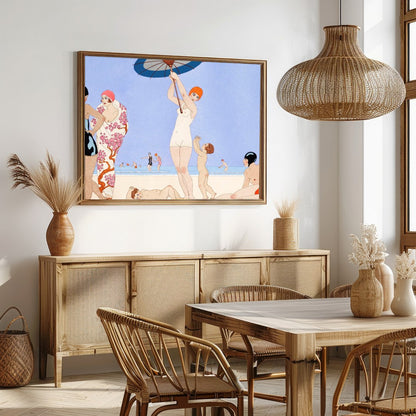 Immerse yourself in the elegant charm of seaside leisure with this exquisite artwork. Capturing a for Dining