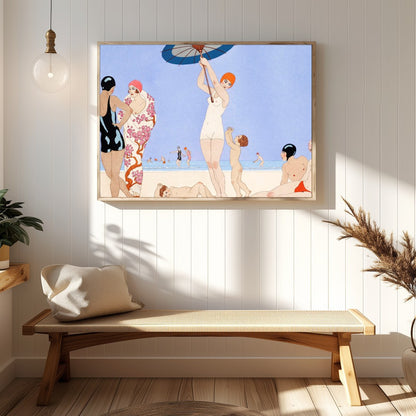 Immerse yourself in the elegant charm of seaside leisure with this exquisite artwork. Capturing a for Hallway