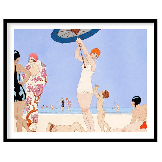 Immerse yourself in the elegant charm of seaside leisure with this exquisite artwork. Capturing a for residence