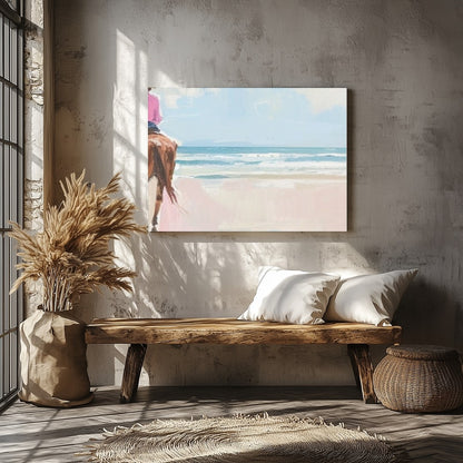 Experience the tranquility of a coastal horseback ride with this breathtaking artwork. Soft hues of for Veranda