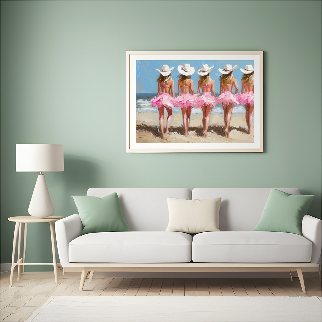 Celebrate the carefree essence of summer days with this vibrant artwork capturing five figures for Hall